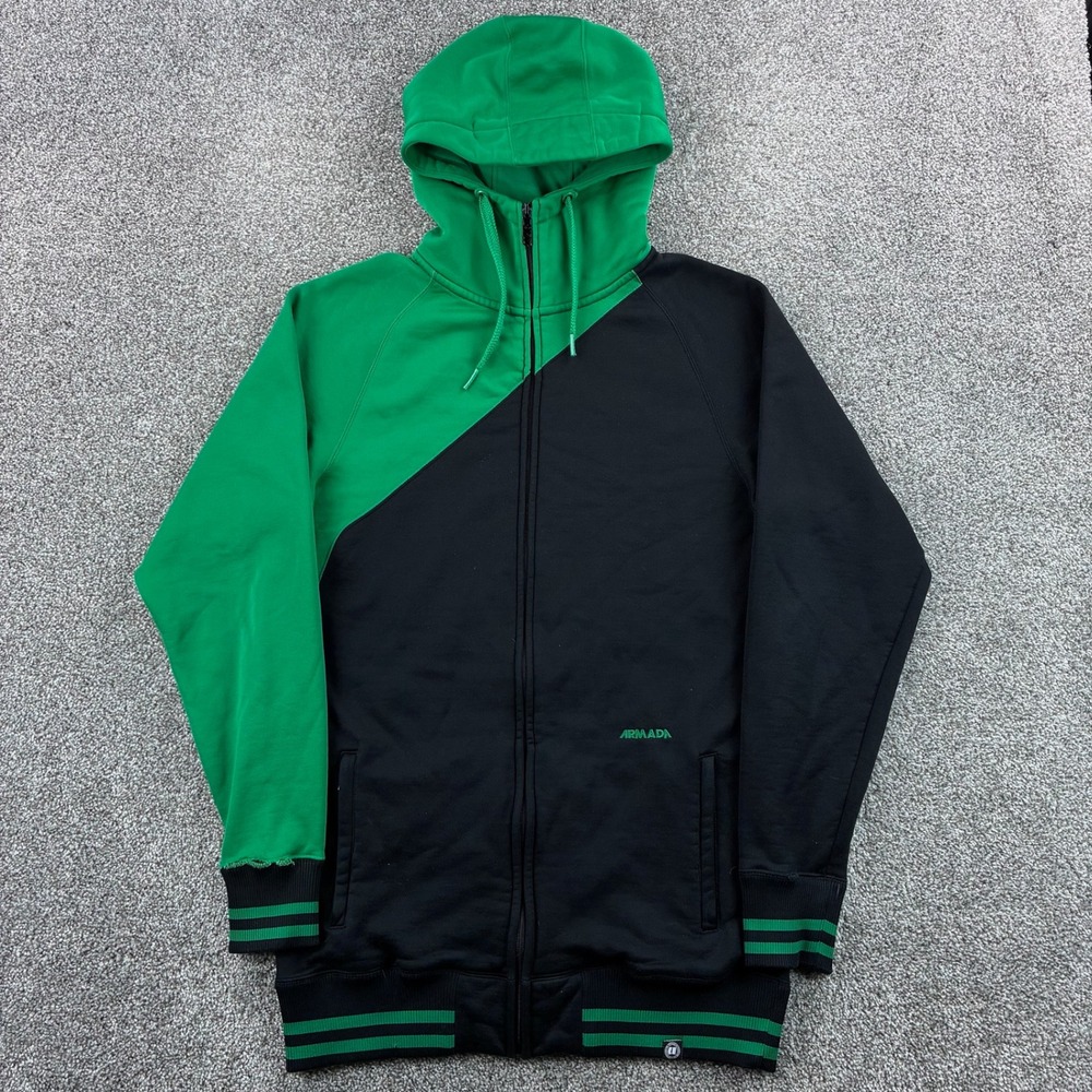 ARMADA Hoodie Men's Medium Green Black Snowboarding Full‎ Zip Sweatshirt